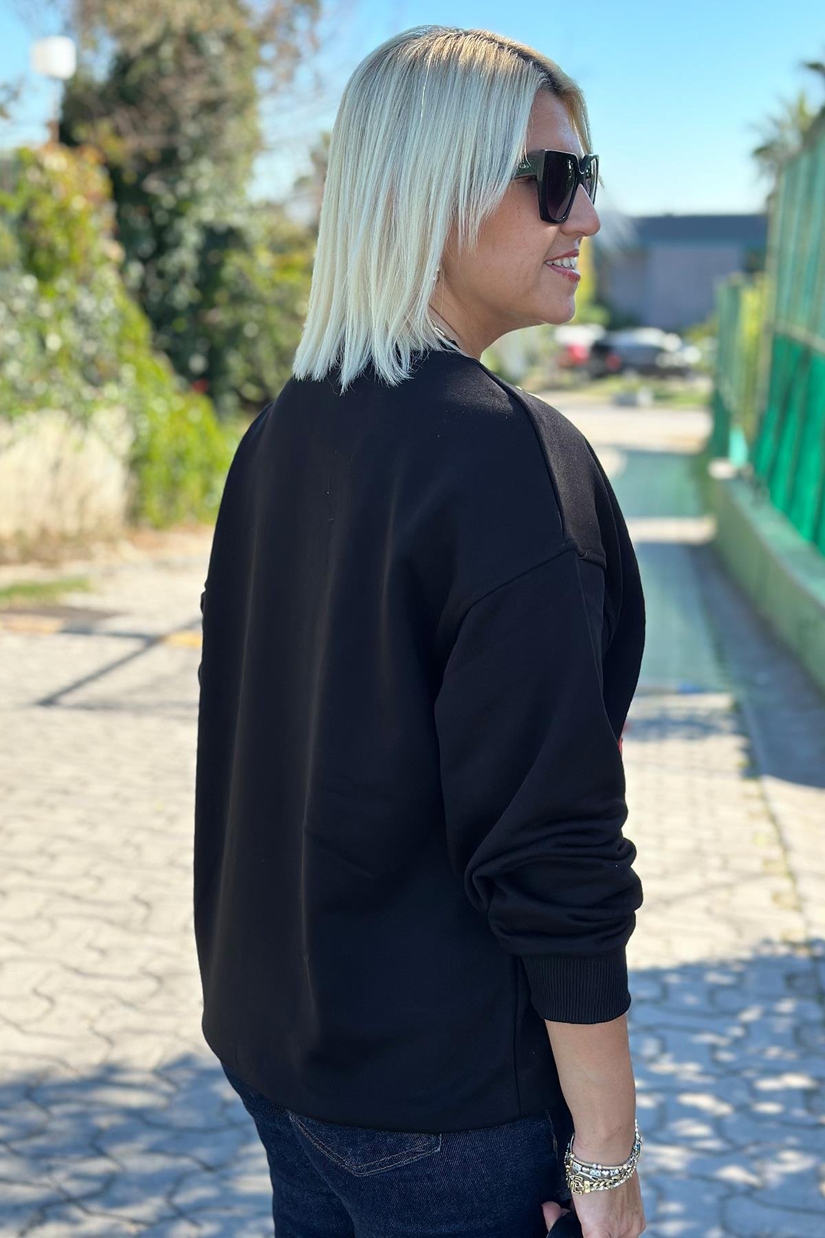 Clao Baskılı Uzun Kollu SweatshirtUK2250139-LACIVERT-S