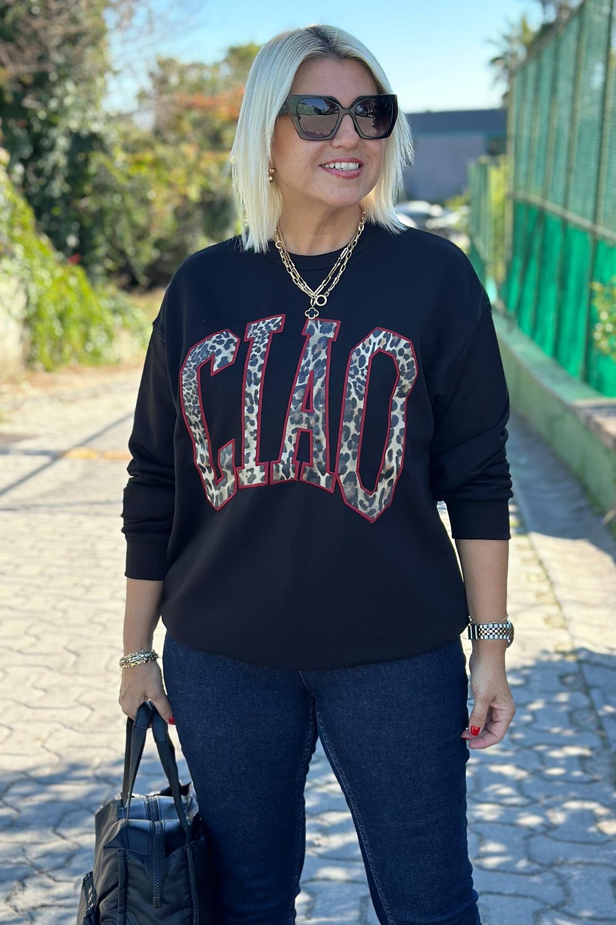 Clao Baskılı Uzun Kollu SweatshirtUK2250139-LACIVERT-S