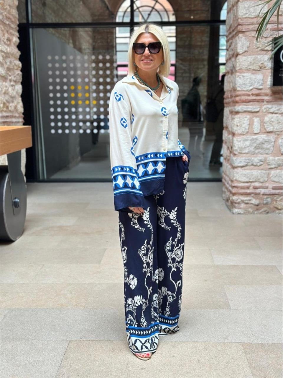 Etnik Desen İkili Takım UK2260355-LACIVERT