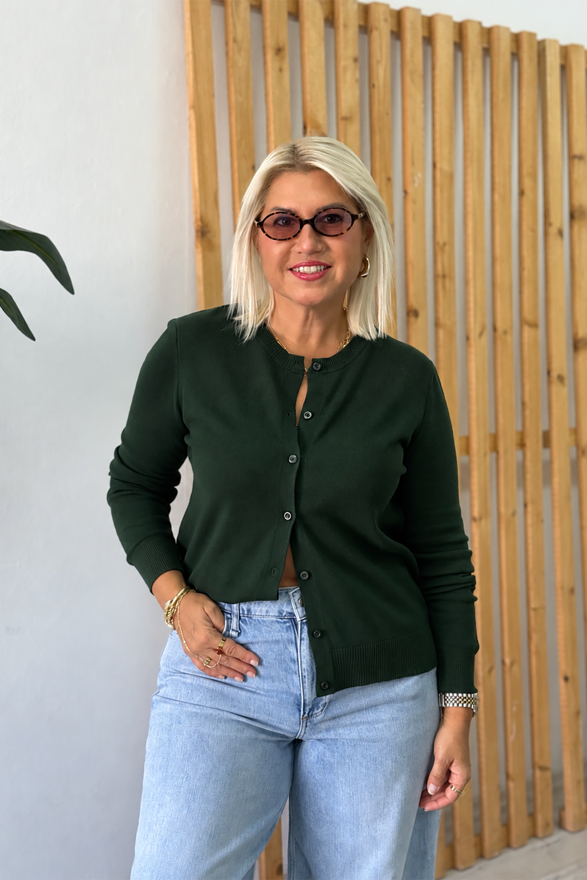 Haki Bisiklet Yaka Basic Düğmeli HırkaHRK202600113-HAKI-STD