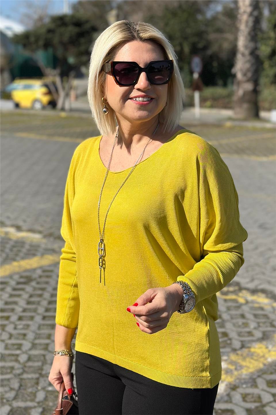 Hardal Kayık Yaka Yarasa Kol İnce TrikoUT24110975-HARDAL-STD