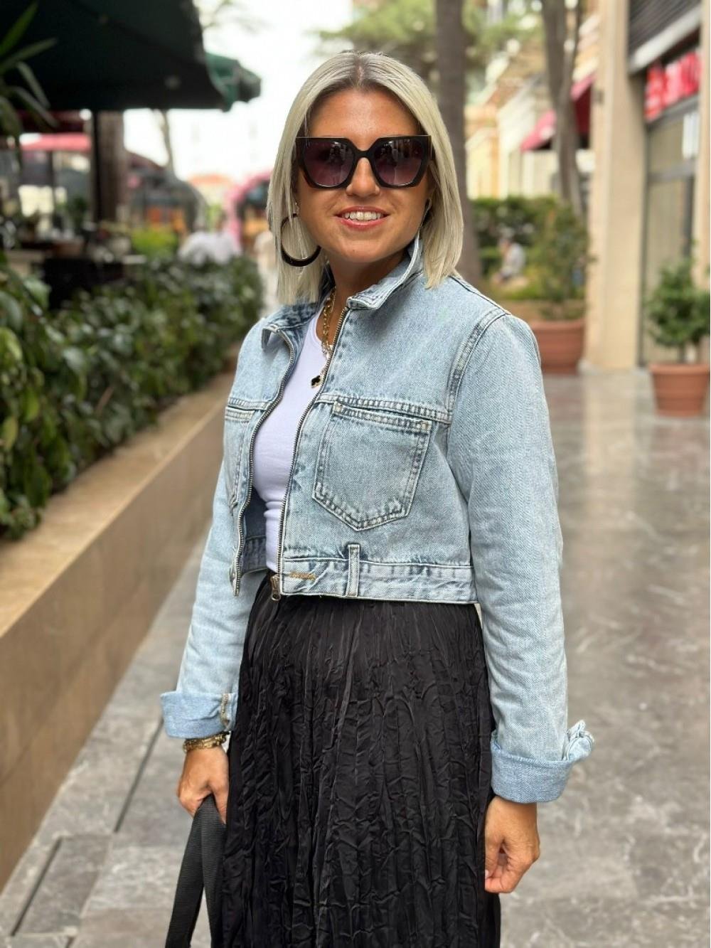 Jean Kısa Kot Ceket DK221039-Jean