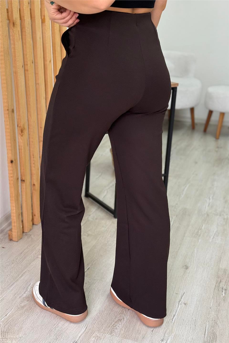 Kahve Beli Aksesuarlı Bol Paça PantolonAPNT20250913-KAHVE-36
