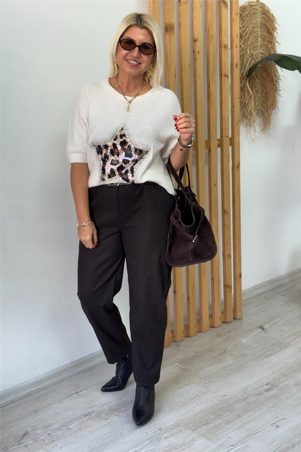 Kahve Beli Kemerli Havuç Model PantolonAPNT20250917-KAHVE-STD