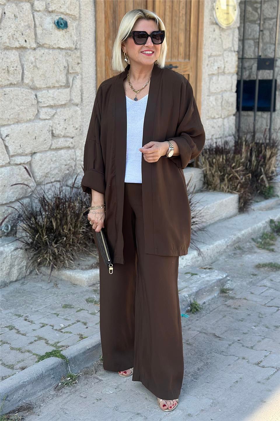 Kahverengi Kimonolu İkili TakımUTK2501156-KAHVERENGI-S