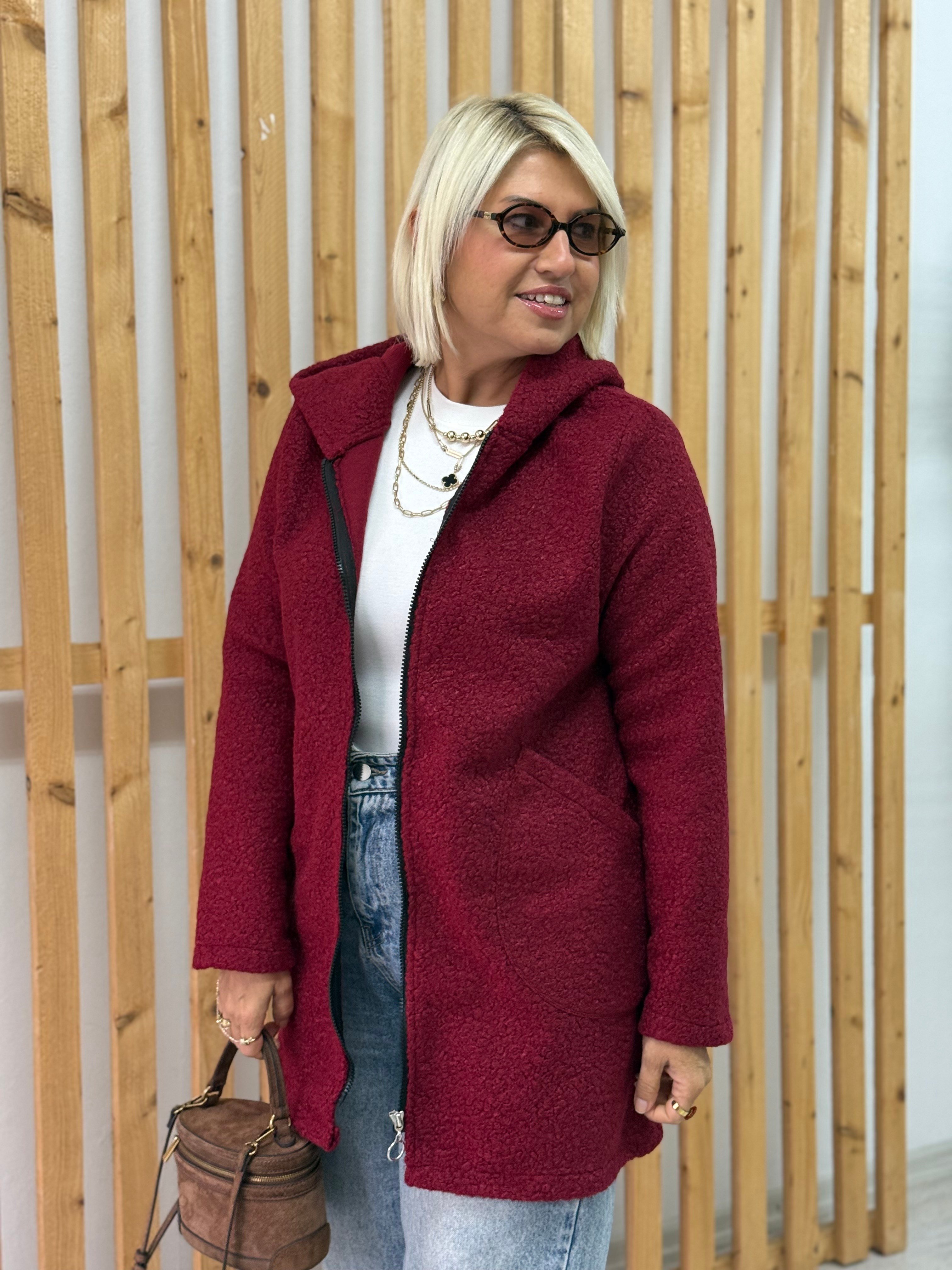 Kapşonlu Buklet Fermuarlı MontDM202609006-BORDO-S