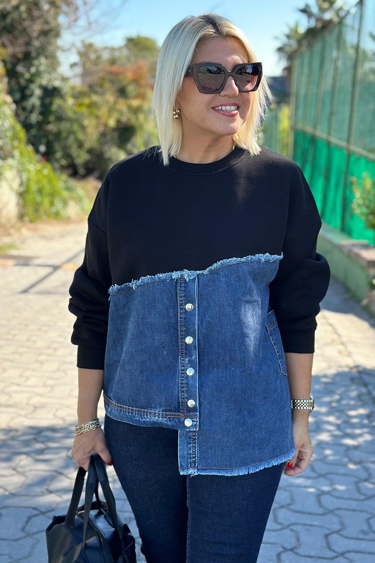 Kot Garnili Verev Kesim SweatshirtUK2250138-LACIVERT-S