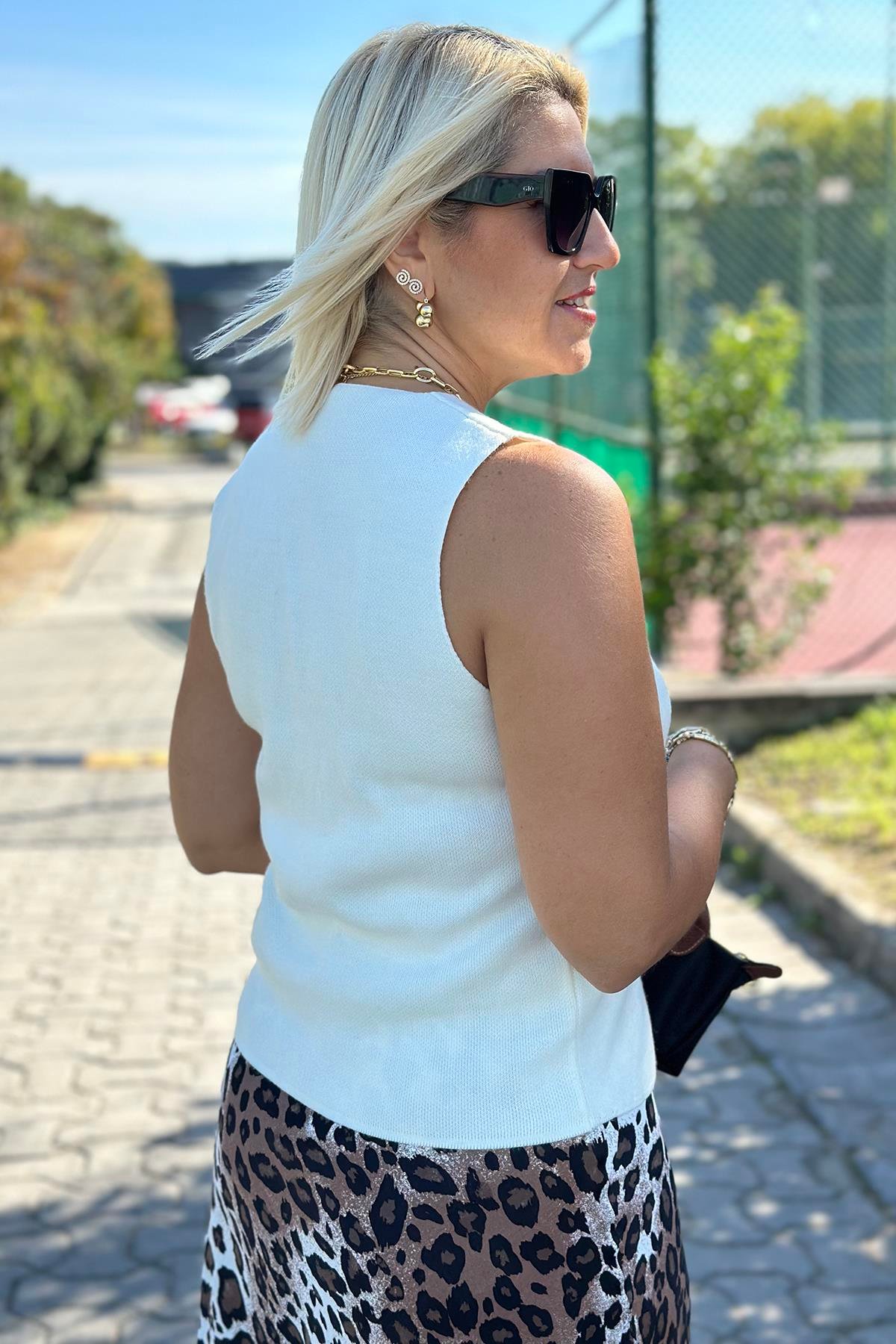 Krem Kolsuz Triko YelekDK22110025-KREM-STD