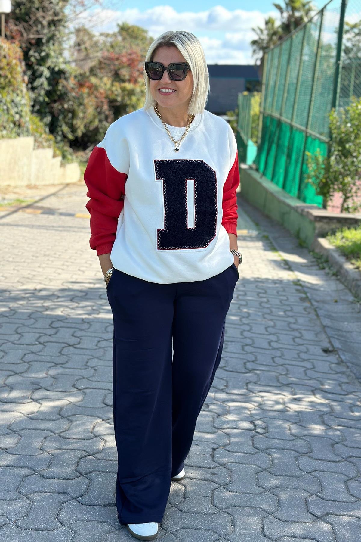 Lacivert Beli Lastikli Bol Paça Eşofman AltıUK224048107-LACIVERT-S