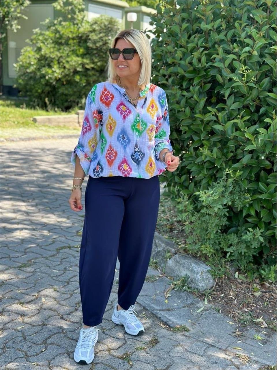 Lacivert Beli Lastikli Şalvar Model Crep Pantolon UK224048105-Lacivert