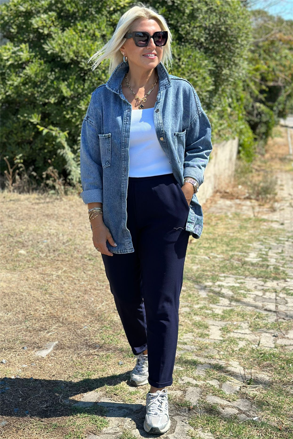 Lacivert Krep Kumaş Likralı PantolonAK214004-LACIVERT-S