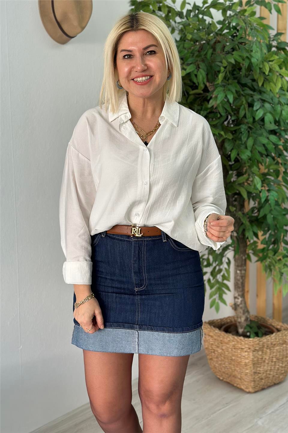 Lacivert Ters Dikişli Mini Denim EtekAETK2500122-LACIVERT-S