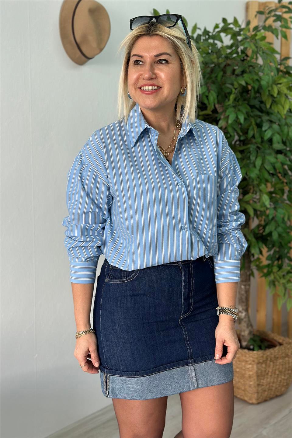 Lacivert Ters Dikişli Mini Denim EtekAETK2500122-LACIVERT-S