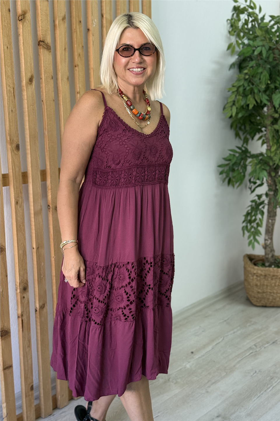 Leylak Dantelli Askılı Pamuk ElbiseELB26001088-LEYLAK-STD