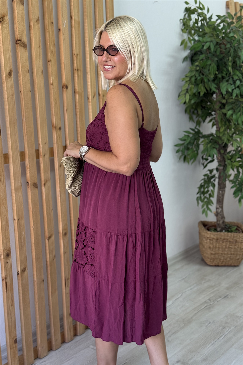 Leylak Dantelli Askılı Pamuk ElbiseELB26001088-LEYLAK-STD