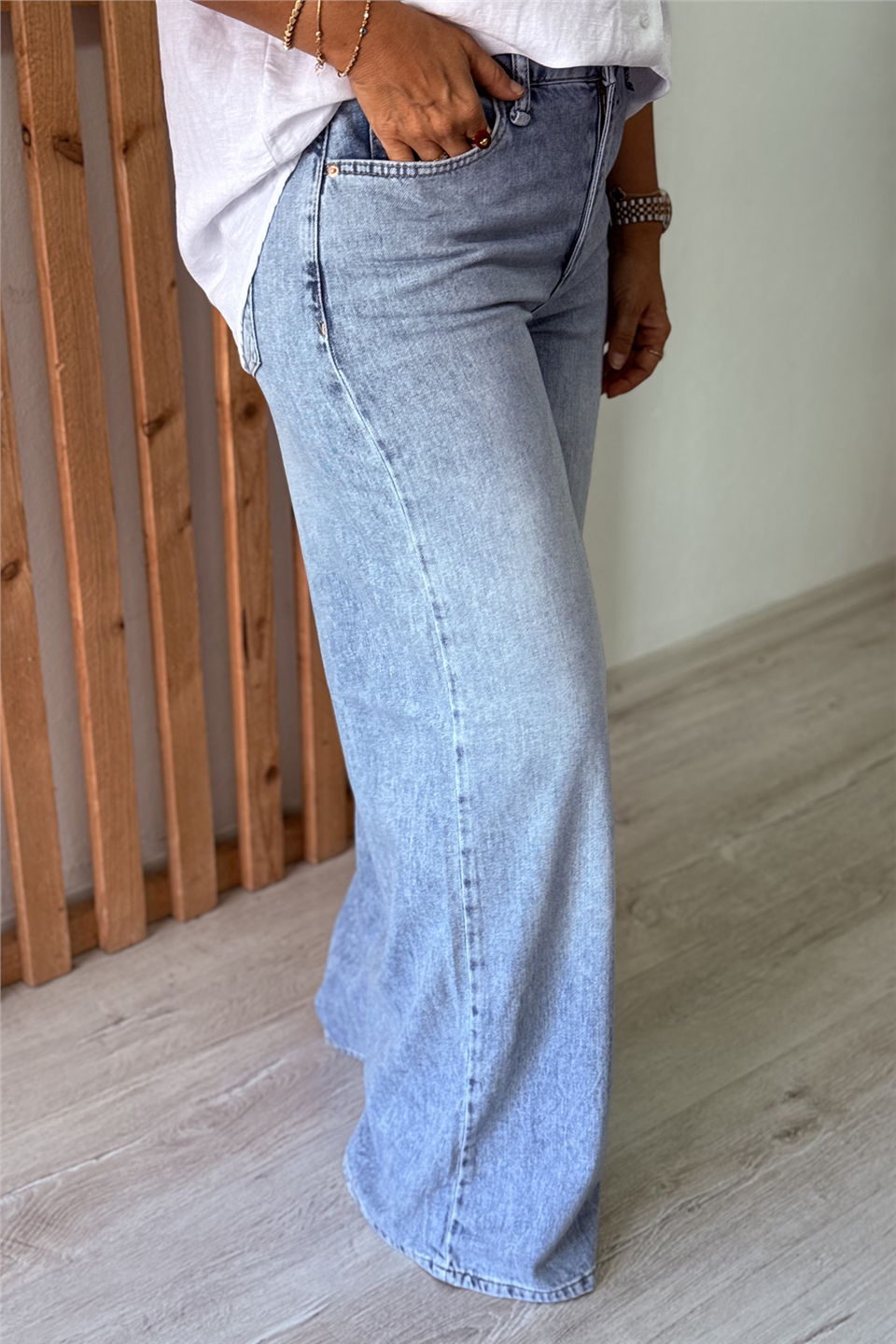 Mavi Bol Paça İnce Denim PantolonAPNT20250989-MAVI-34