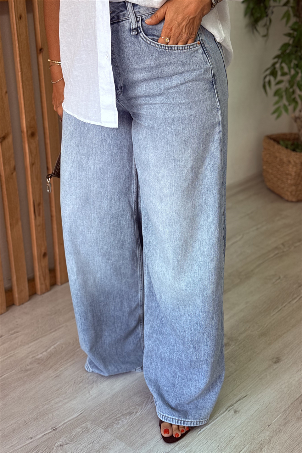 Mavi Bol Paça İnce Denim PantolonAPNT20250989-MAVI-34