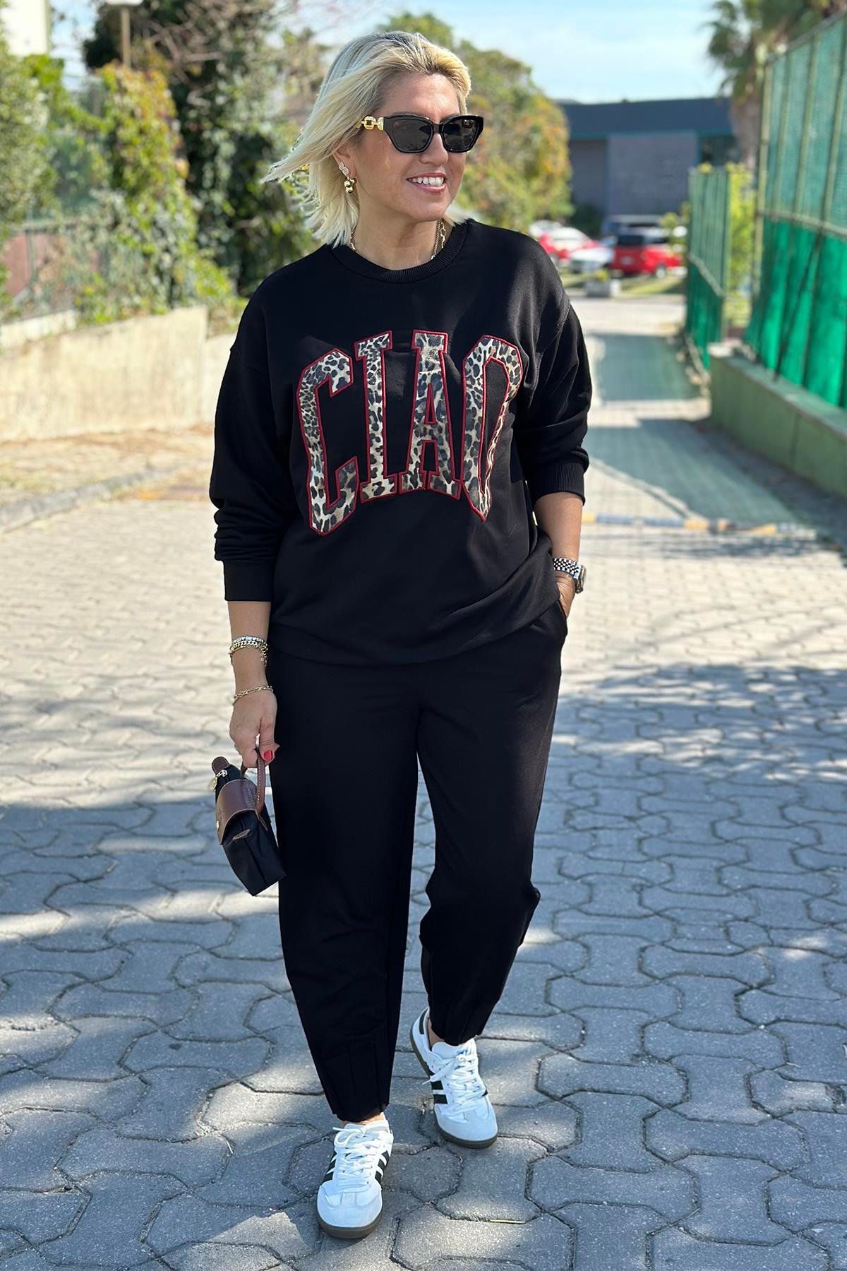 Paça Dikişi Beli Lastikli Penye Pantolon AK224058-SIYAH-S