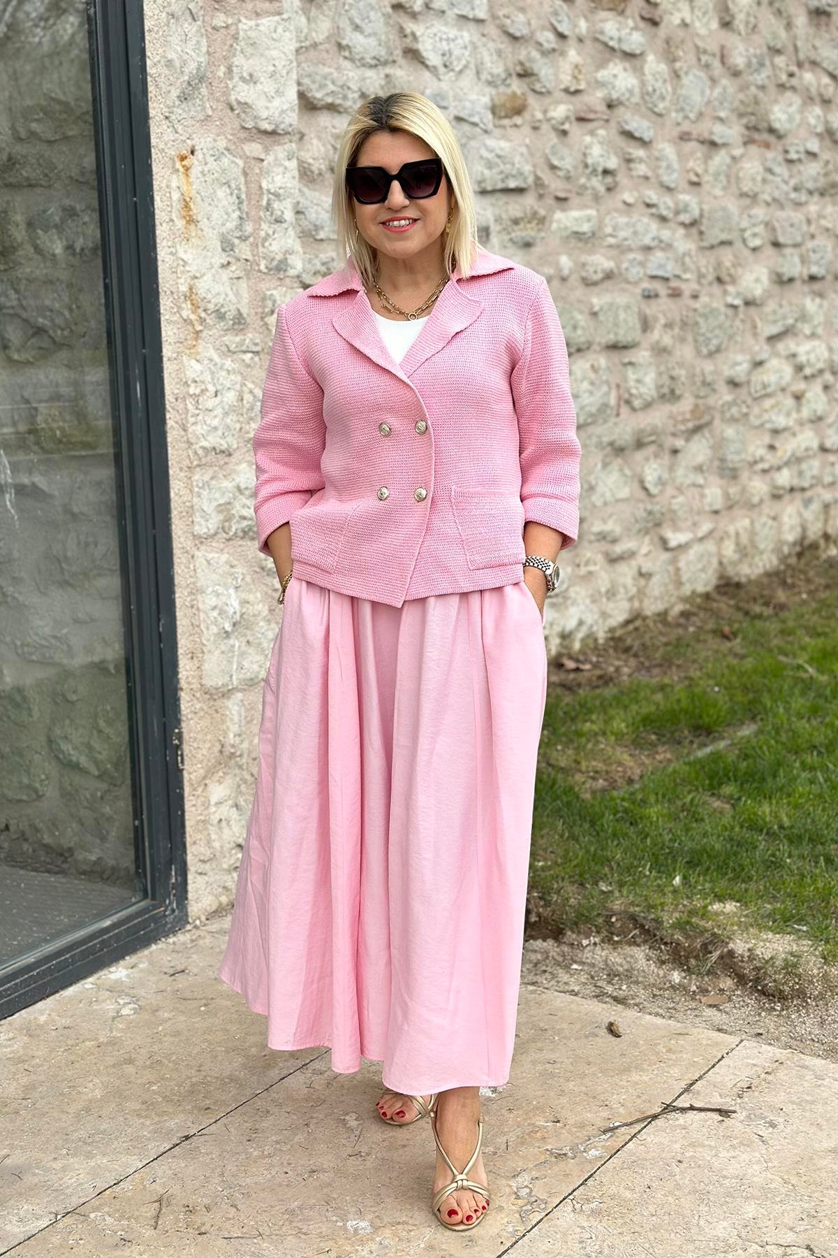 Pembe Beli Lastikli Kloş Cepli EtekAETK2500124-PEMBE-S
