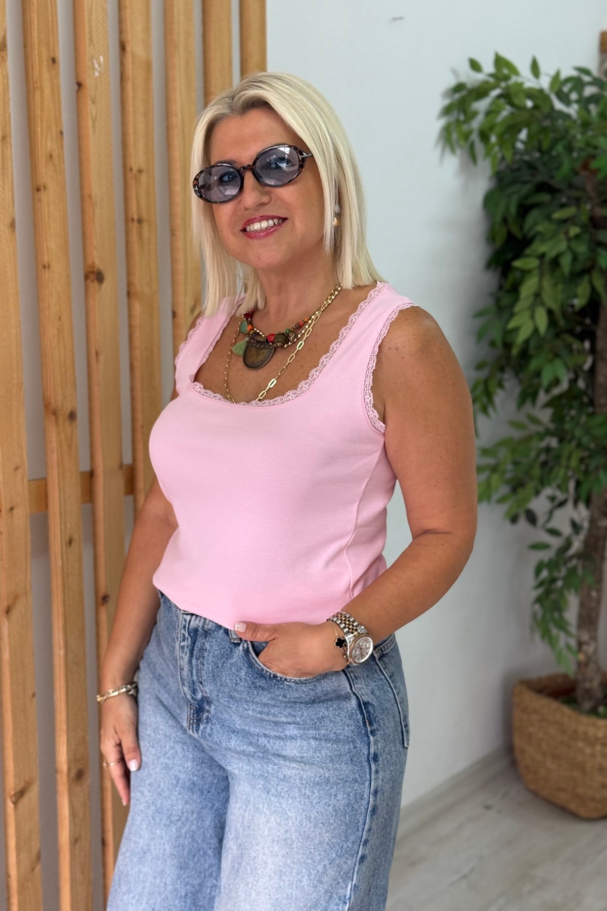 Pembe Kolsuz Pamuk Kolyeli Etek Ucu Fisto AtletUATL25020522-PEMBE-S
