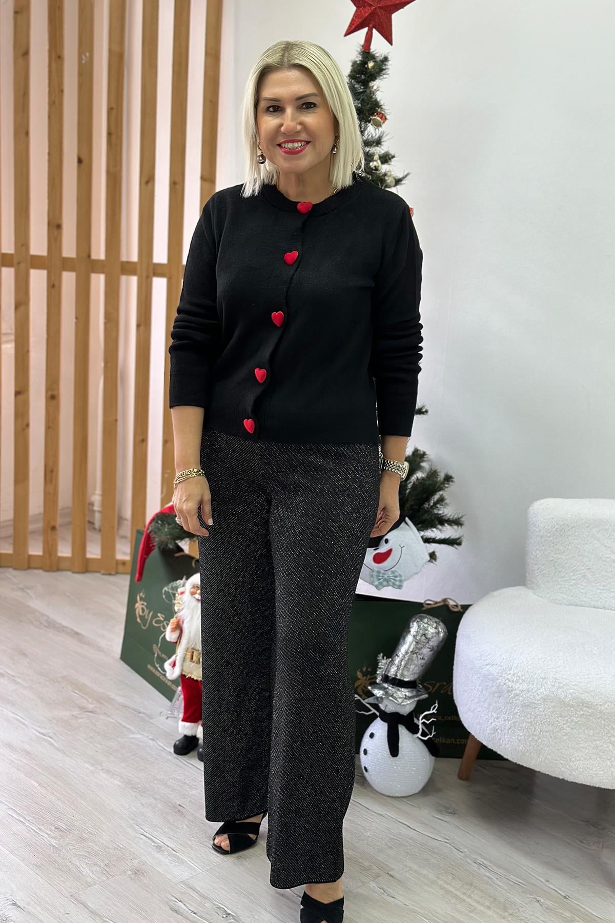Simli Beli Lastikli Lycralı PantolonAP24110904-GUMUS-STD