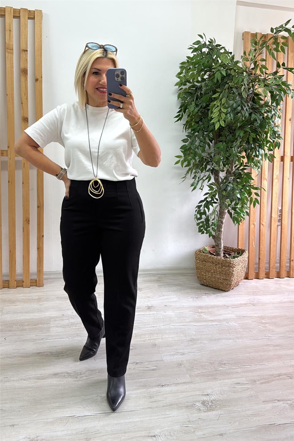 Siyah Bel Dikişli Slim Fit Lycralı PantolonAPNT20250950-SIYAH-36