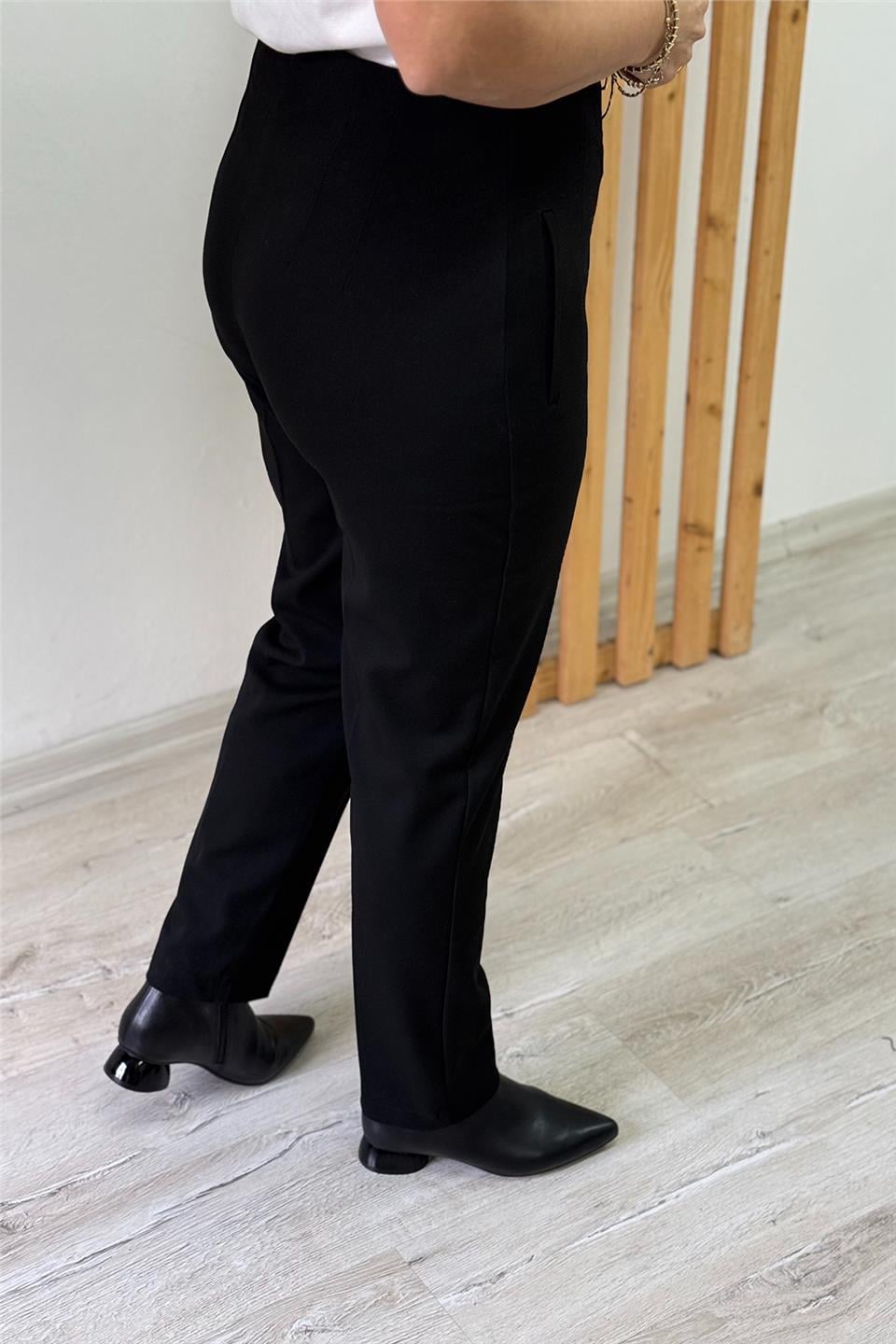 Siyah Bel Dikişli Slim Fit Lycralı PantolonAPNT20250950-SIYAH-36