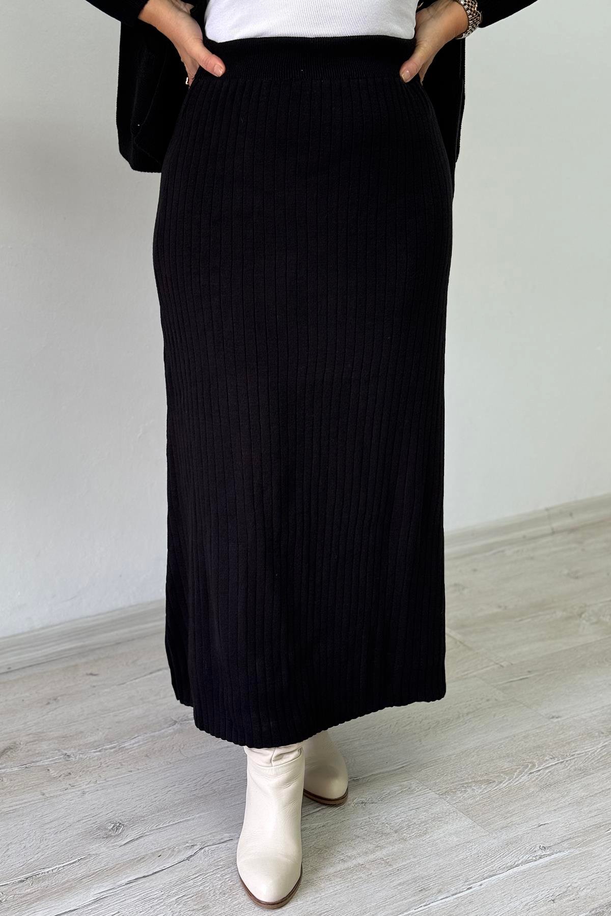 Siyah Beli Lastikli A Kesim Fitilli Triko EtekAETK2500129-SIYAH-STD