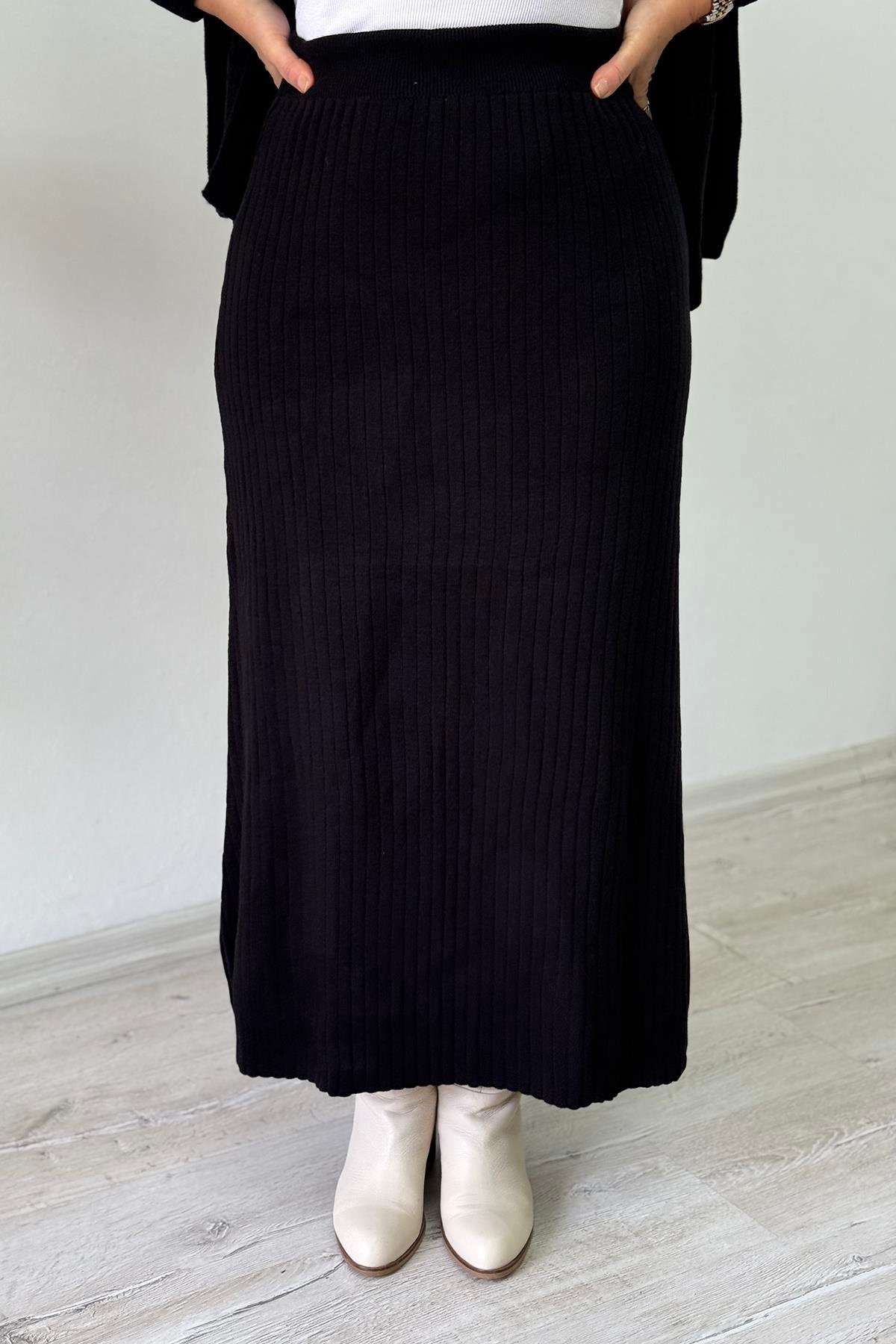 Siyah Beli Lastikli A Kesim Fitilli Triko EtekAETK2500129-SIYAH-STD