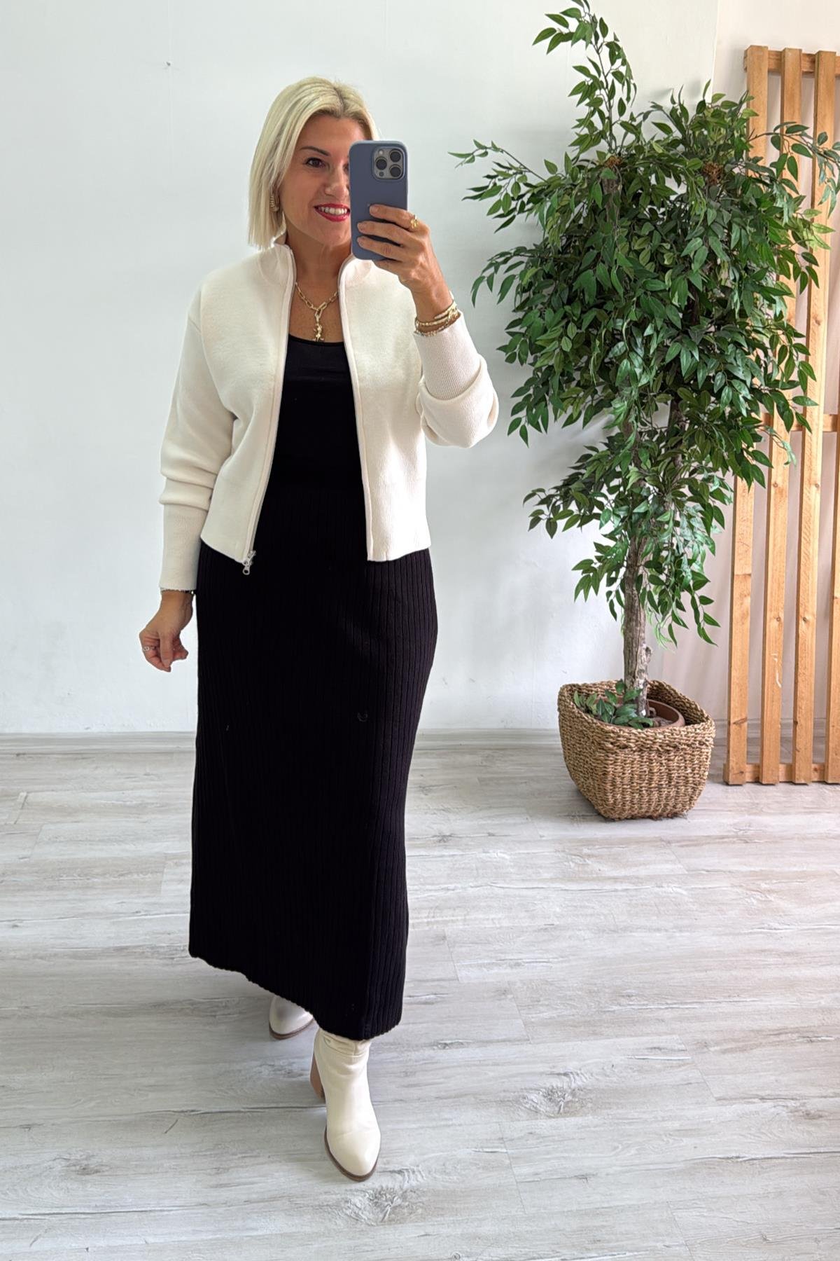 Siyah Beli Lastikli A Kesim Fitilli Triko EtekAETK2500129-SIYAH-STD