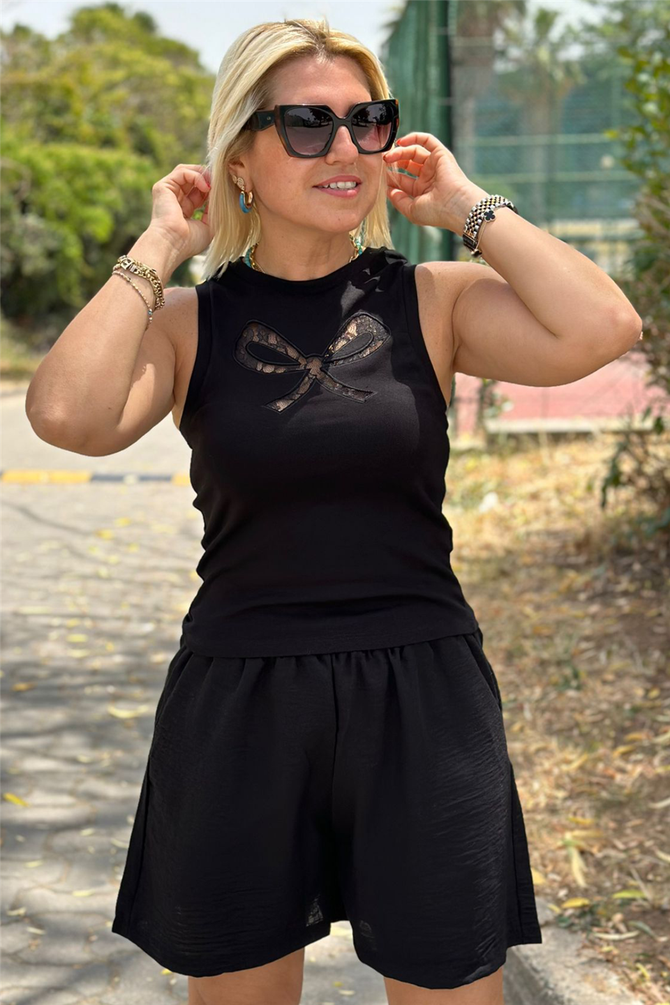 Siyah Dantel Detay Siyah AtletUY211018-SIYAH-S