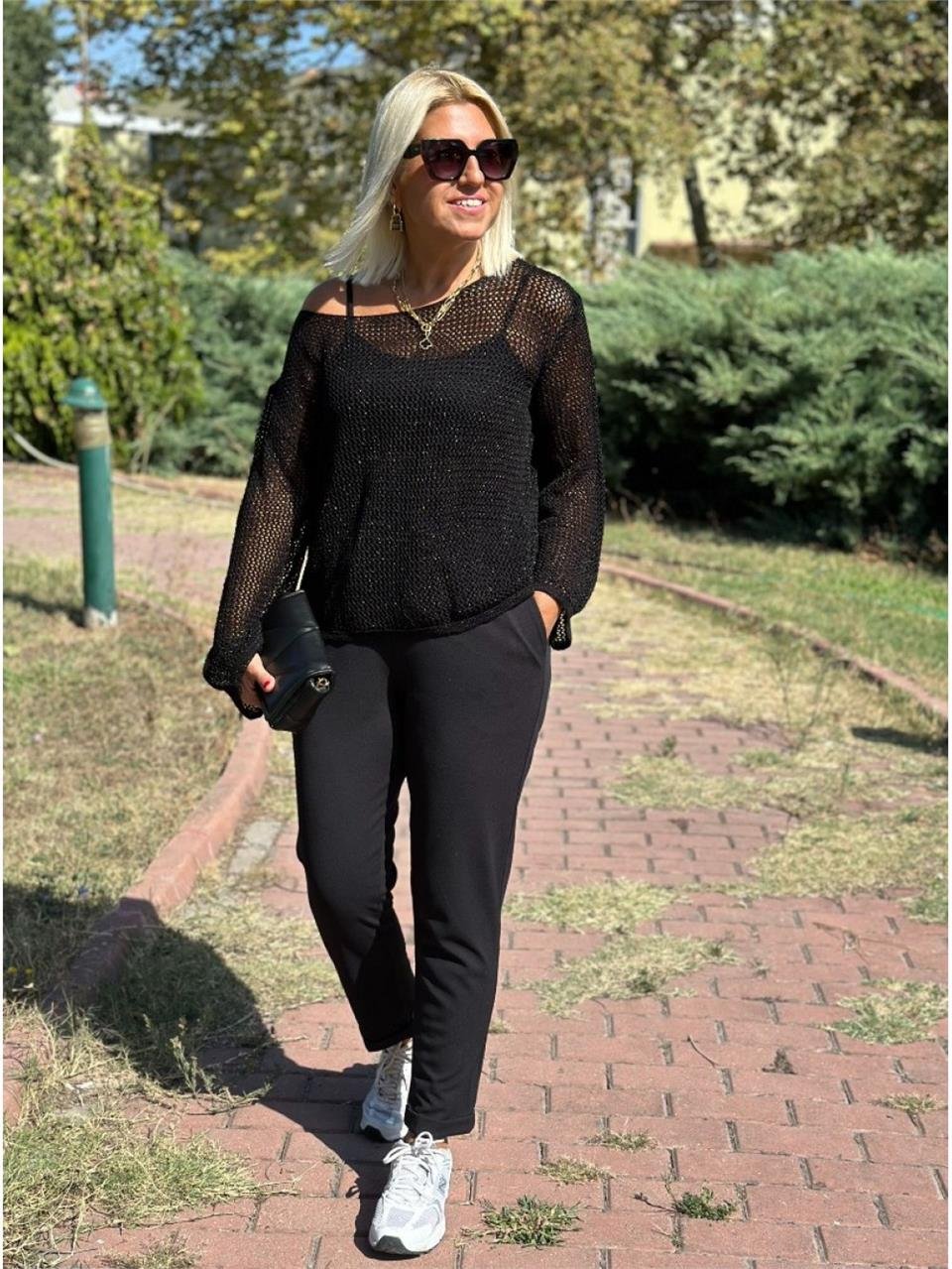 Siyah Krep Kumaş Likralı Pantolon AK214004-Siyah
