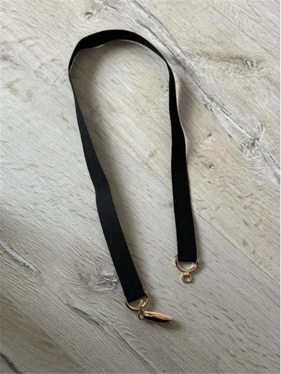 Siyah Lastikli Gold Tokalı Kemer AKS202011-Siyah