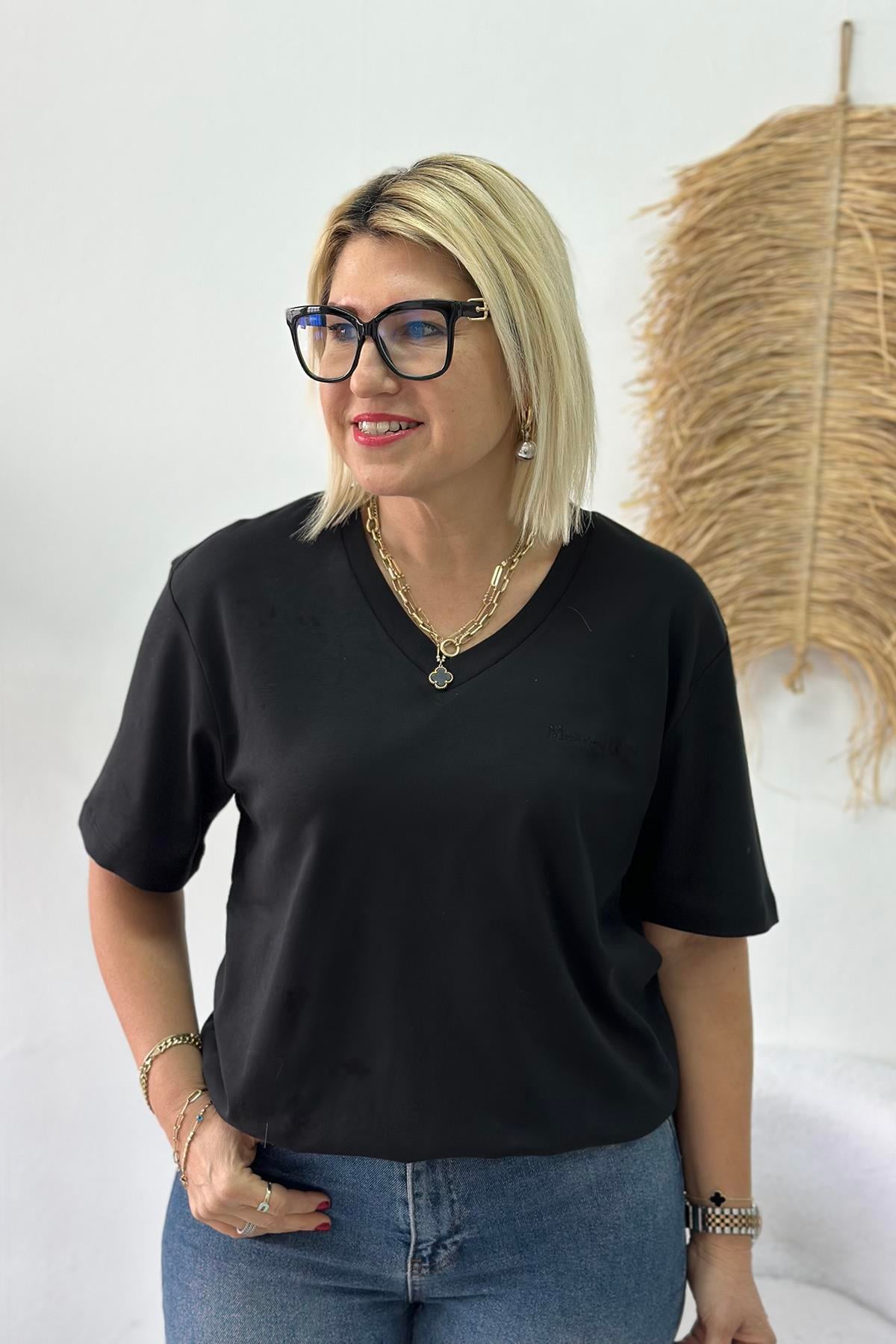 Siyah V Yaka Basic TshirtUTS25002058-SIYAH-S