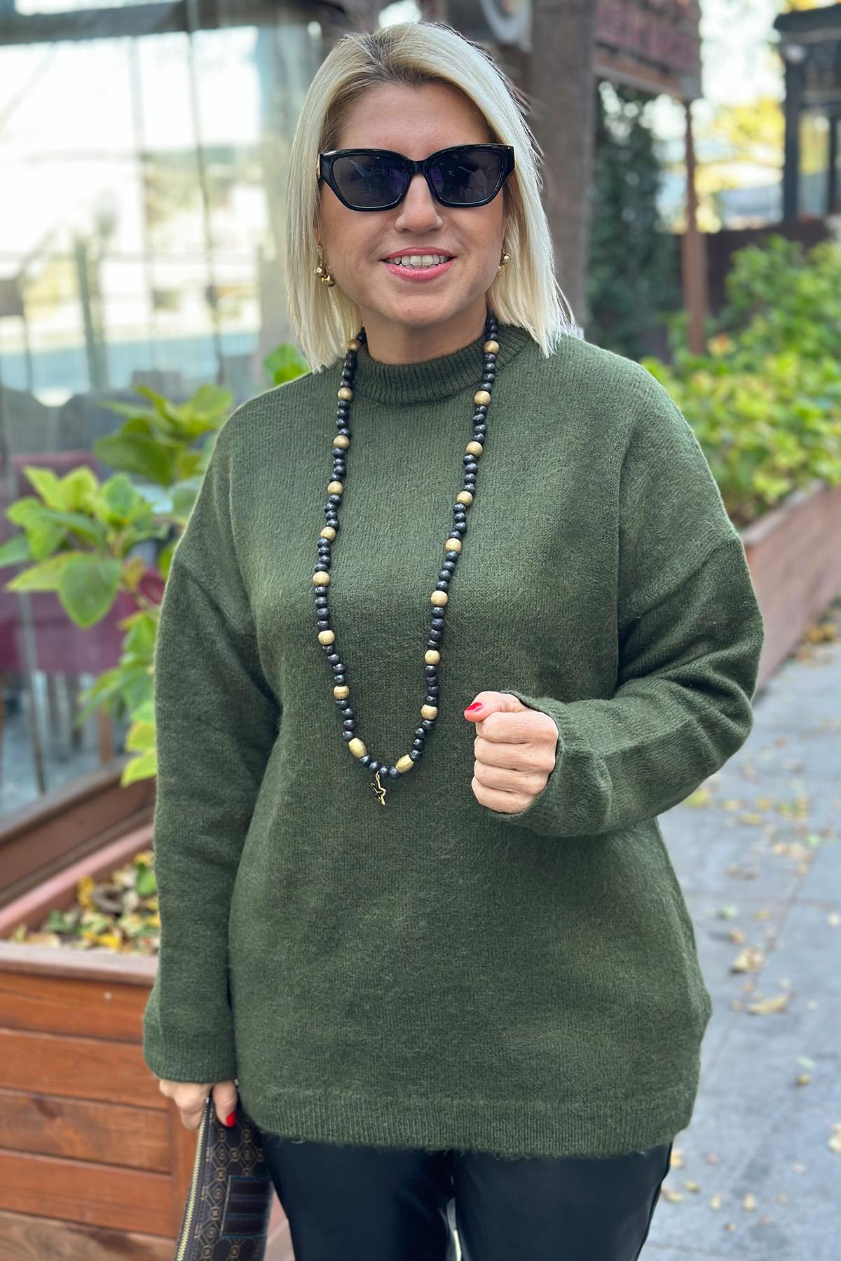 Yeşil Bisiklet Yaka Yumoş TrikoUT24110917-YESIL-STD