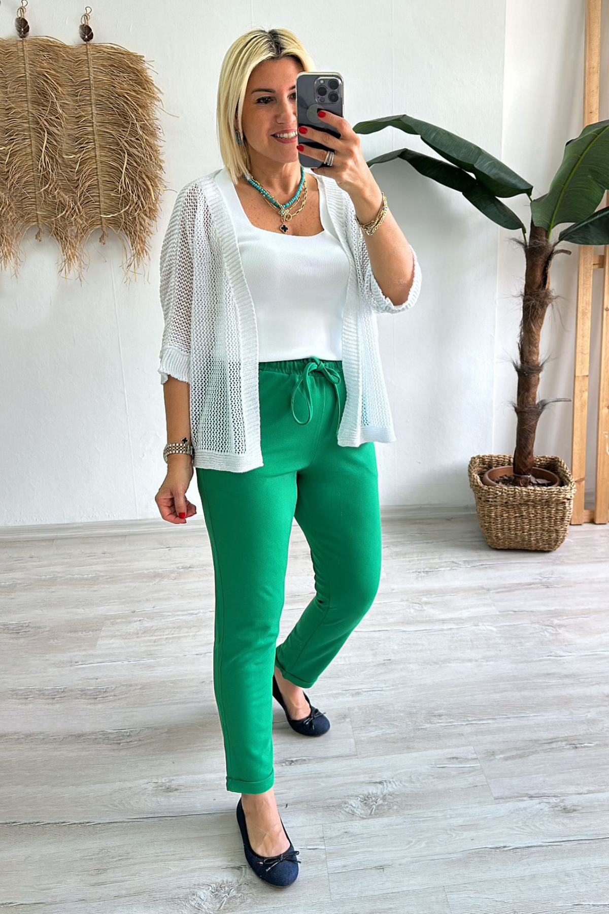 Yeşil Krep Kumaş Likralı PantolonAK214004-YESIL-S