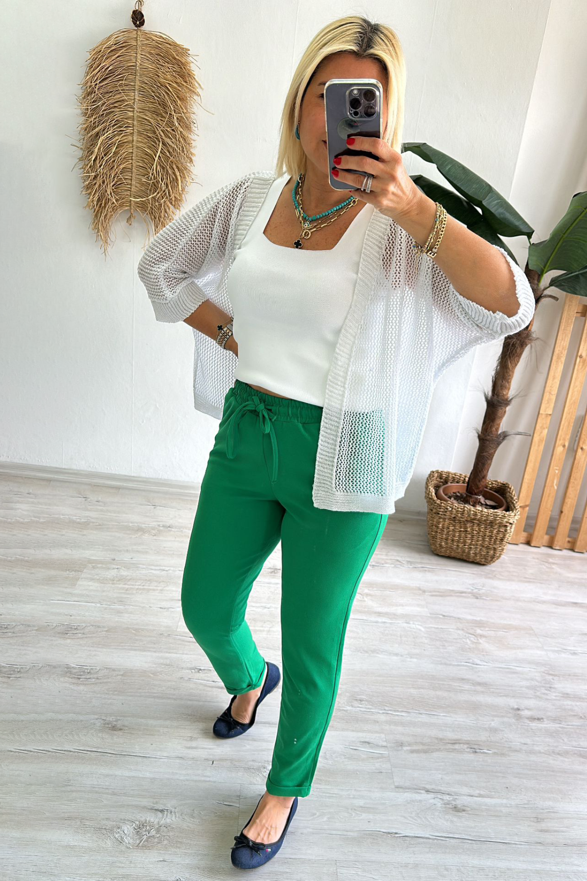 Yeşil Krep Kumaş Likralı PantolonAK214004-YESIL-S