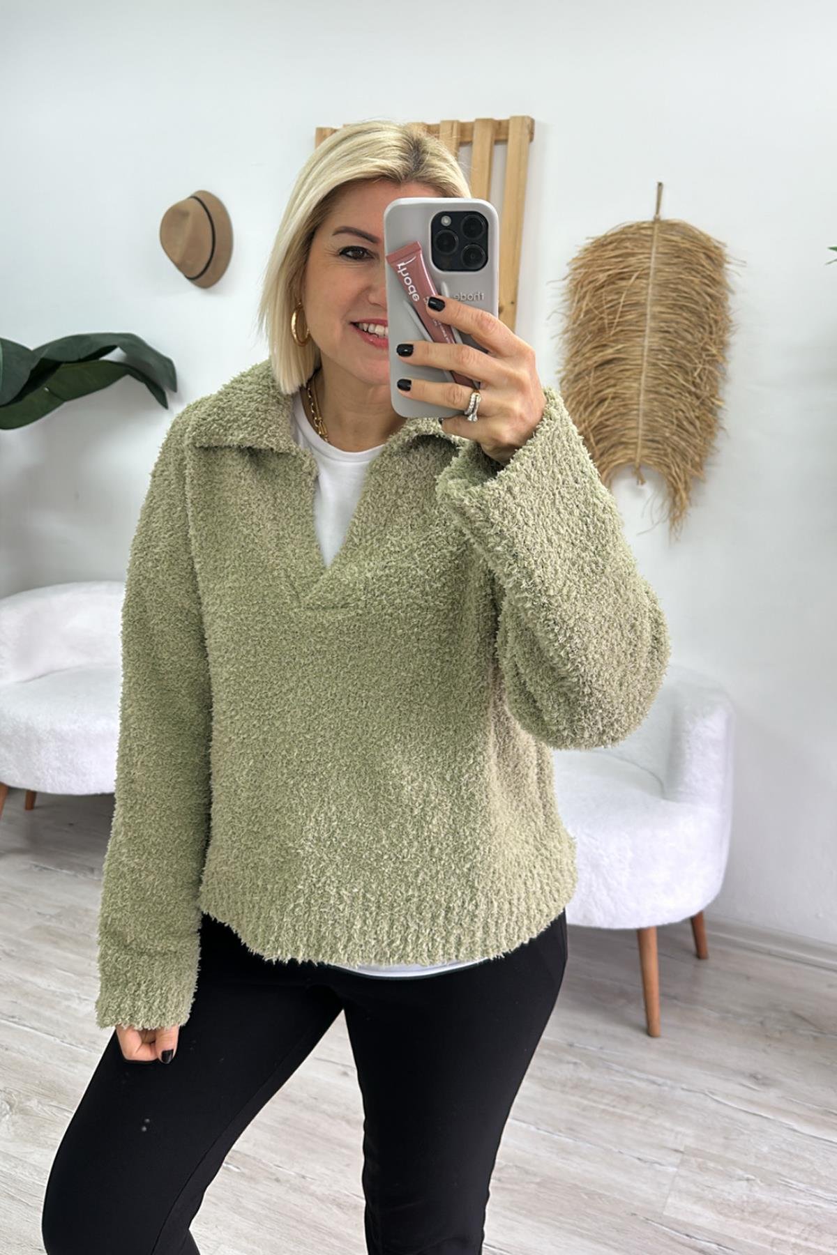 Yeşil Polo Yaka Yumoş TrikoUT24110963-YESIL-STD