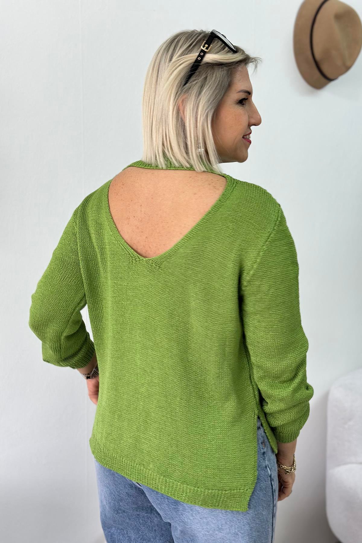 Yeşil Sırt Detay Merserize TrikoUT24110980-YESIL-STD