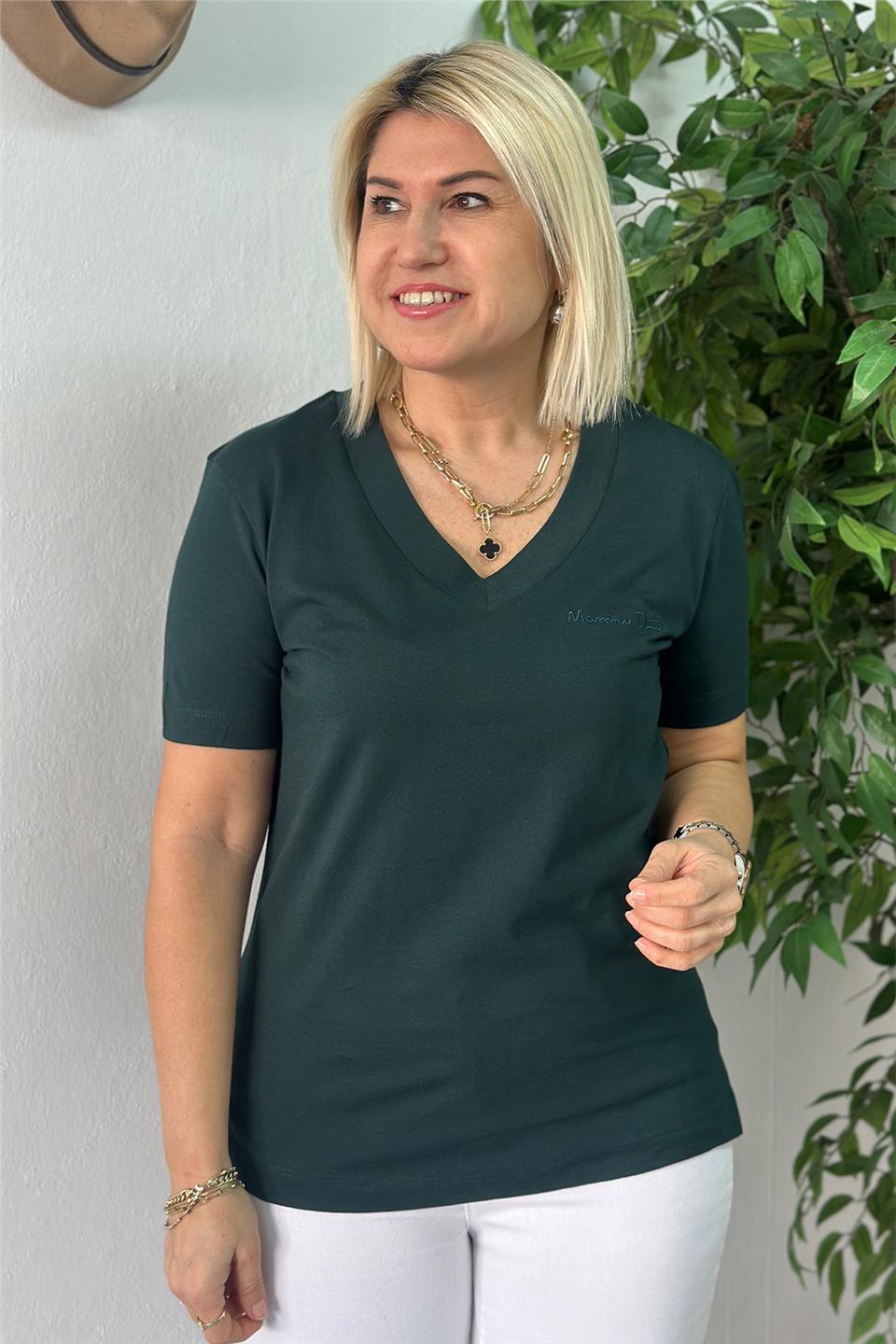 Yeşil  V Yaka Basic TshirtUTS25002058-YESIL-S