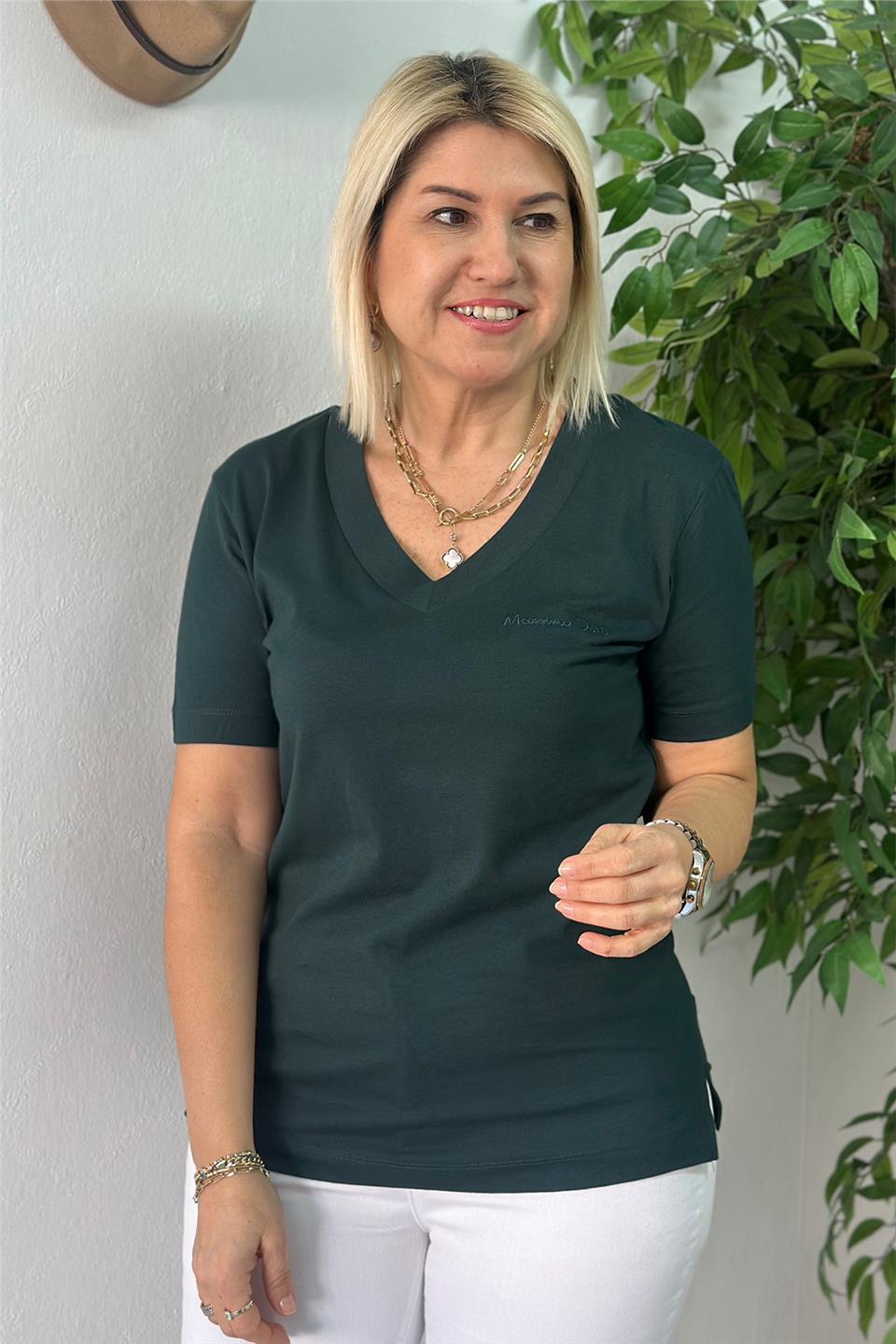 Yeşil  V Yaka Basic TshirtUTS25002058-YESIL-S