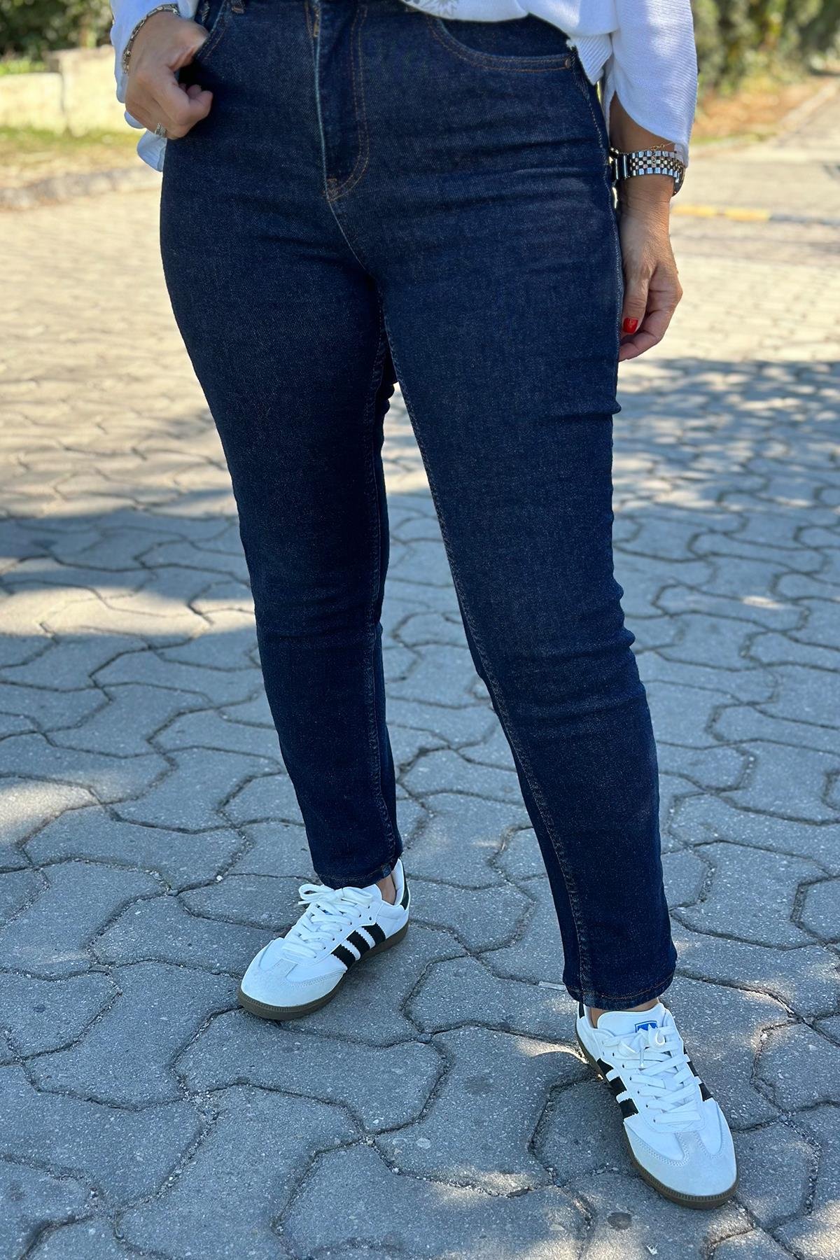 Yüksek Bel Lacivert Slim Fit JeanAK223031-LACIVERT-34