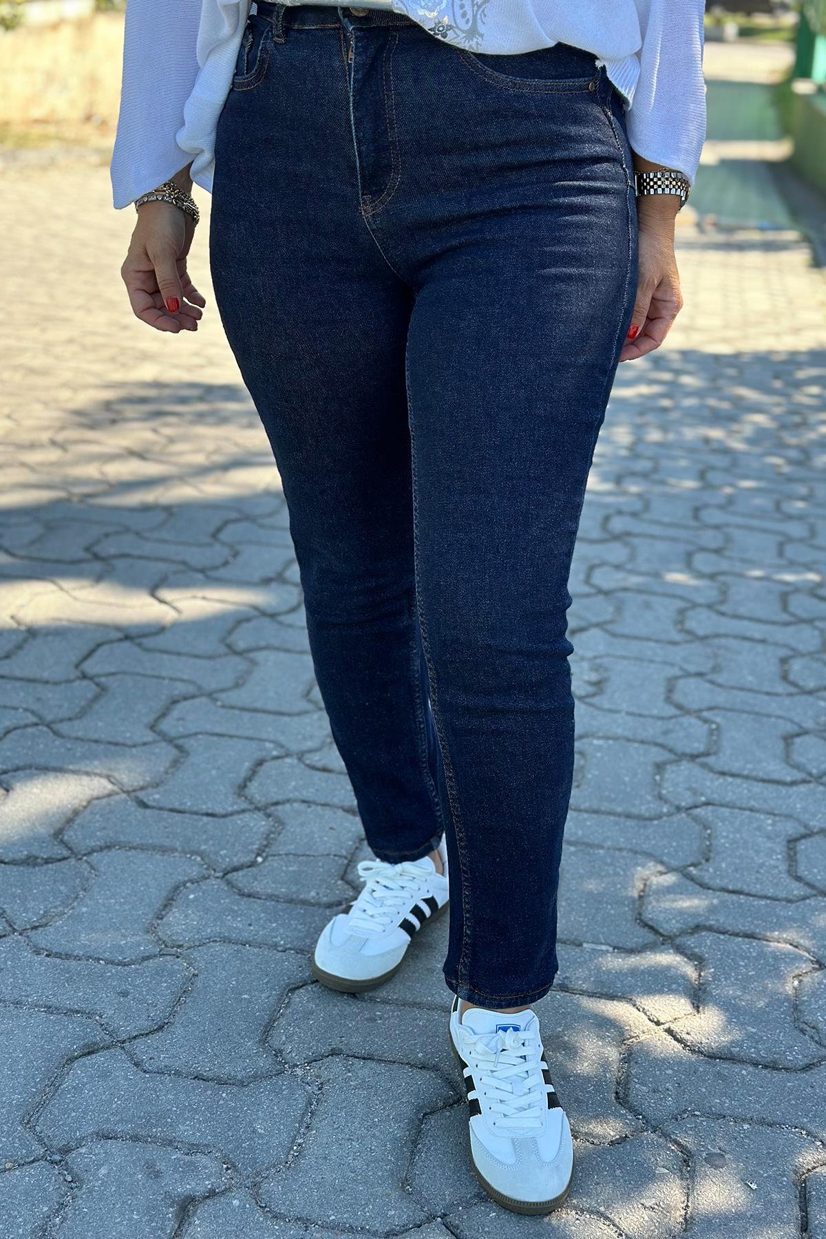Yüksek Bel Lacivert Slim Fit JeanAK223031-LACIVERT-34