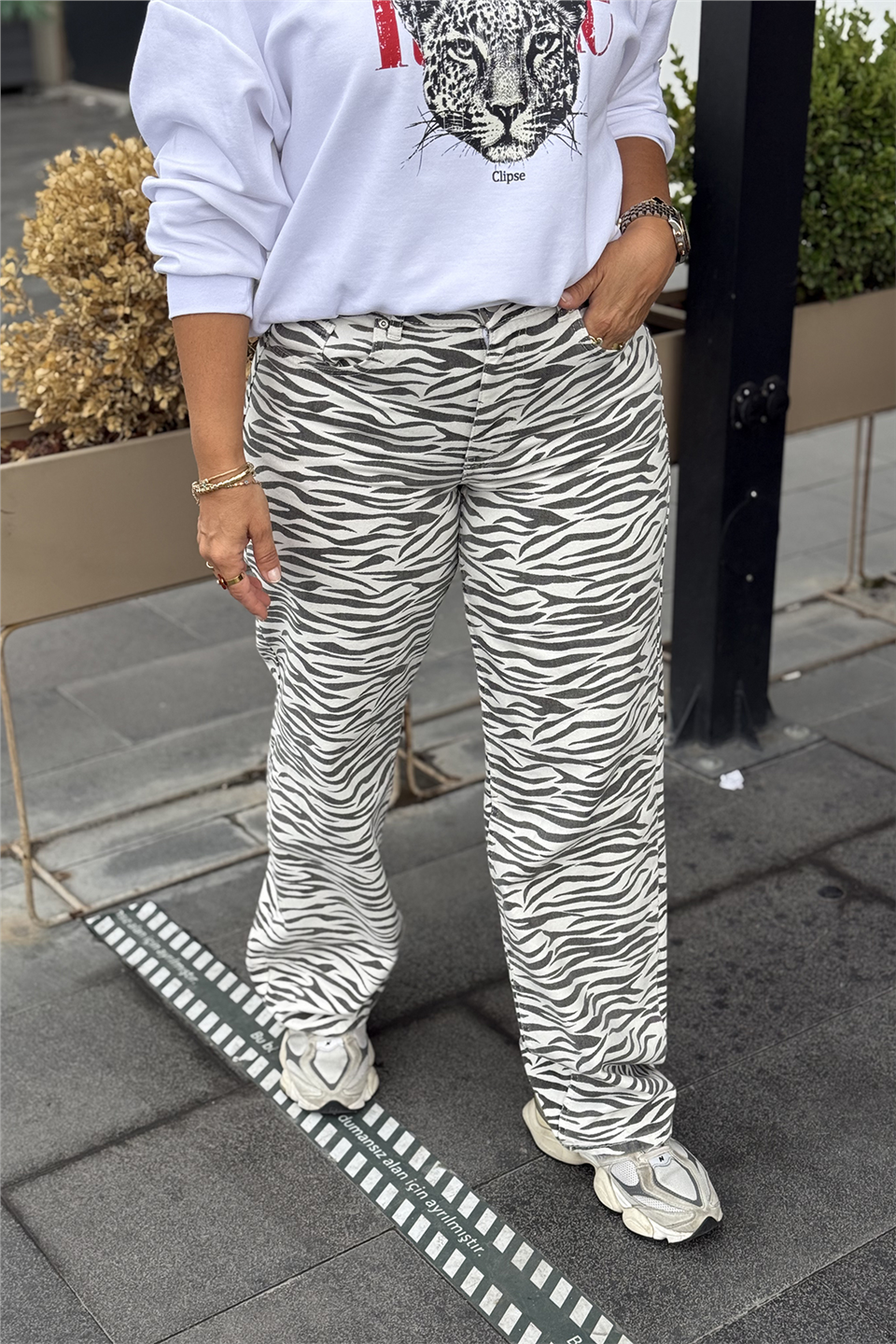 Zebra Zebra Desenli Kadın Jean PantolonAPNT20250992-ZEBRA-36