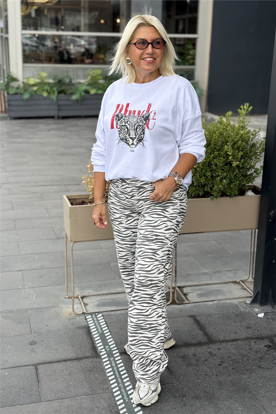 Zebra Zebra Desenli Kadın Jean PantolonAPNT20250992-ZEBRA-36