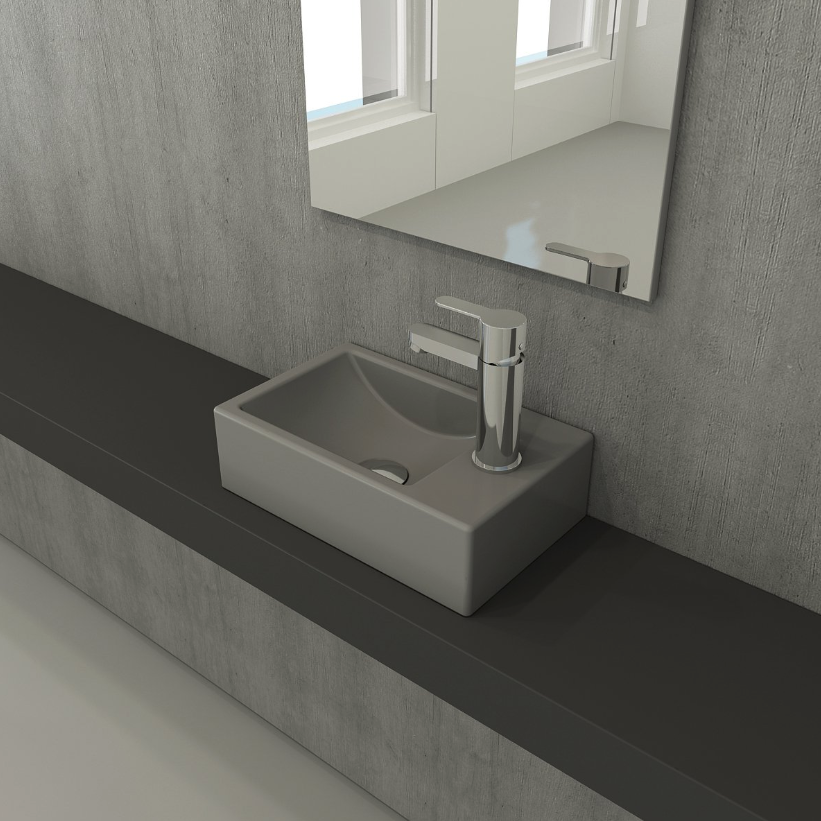 Bocchi Milano Dar Sağ Lavabo 37 cm Mat Gri