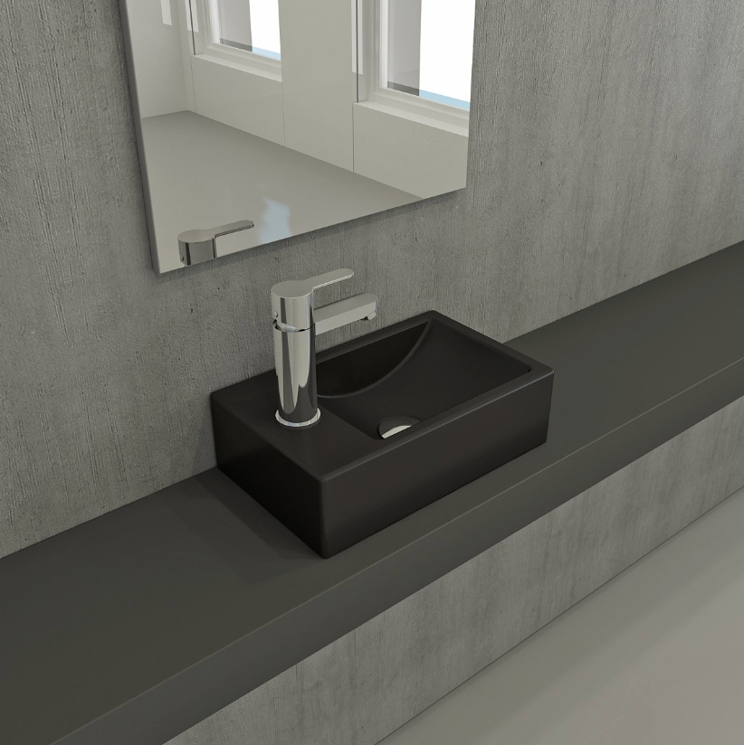 Bocchi Milano Dar Sol Lavabo 37 cm  Mat Siyah