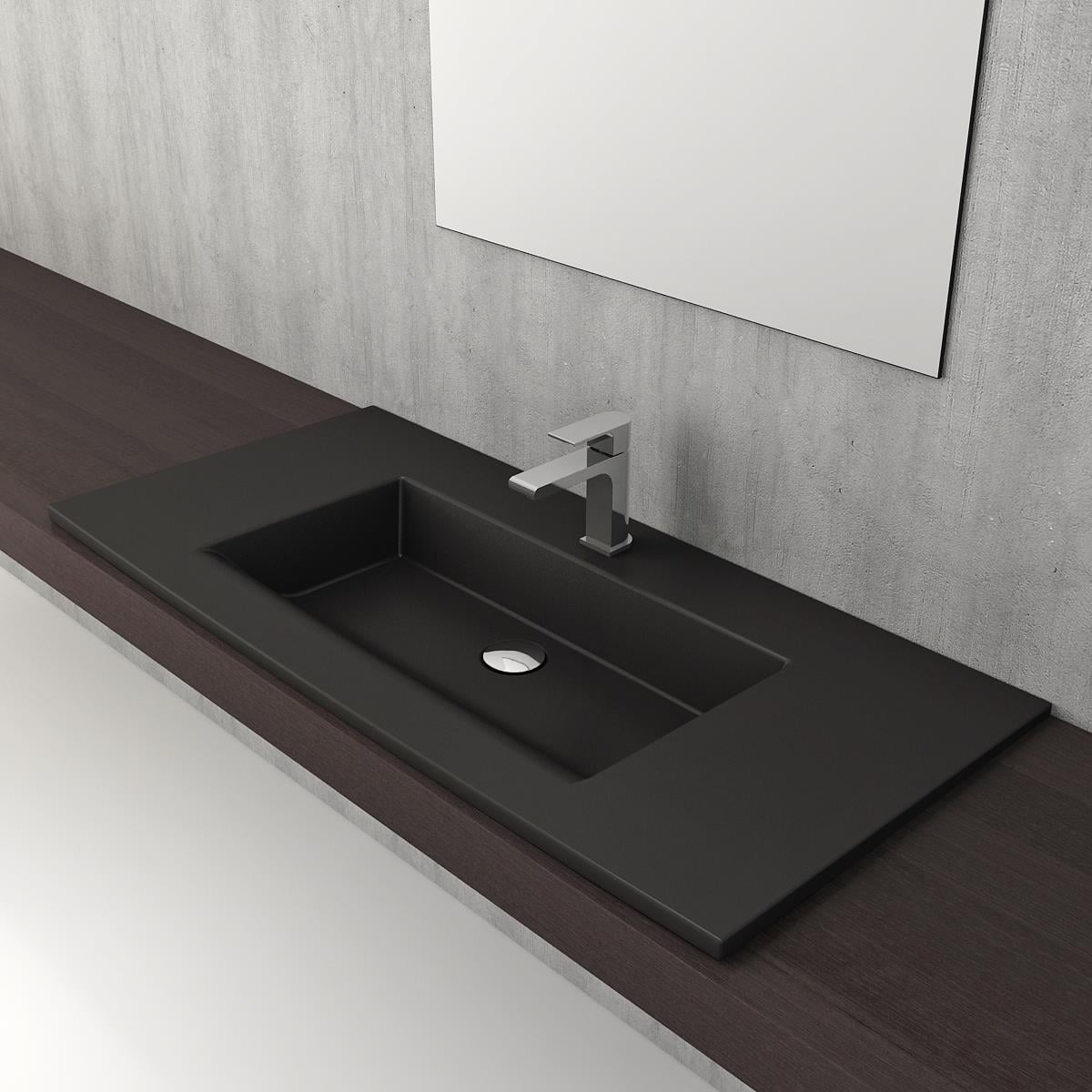 Bocchi Milano Etajerli Lavabo 100 cm Mat Siyah