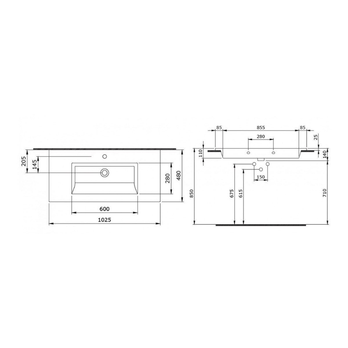 Bocchi Milano Etajerli Lavabo 100 cm Parlak Beyaz