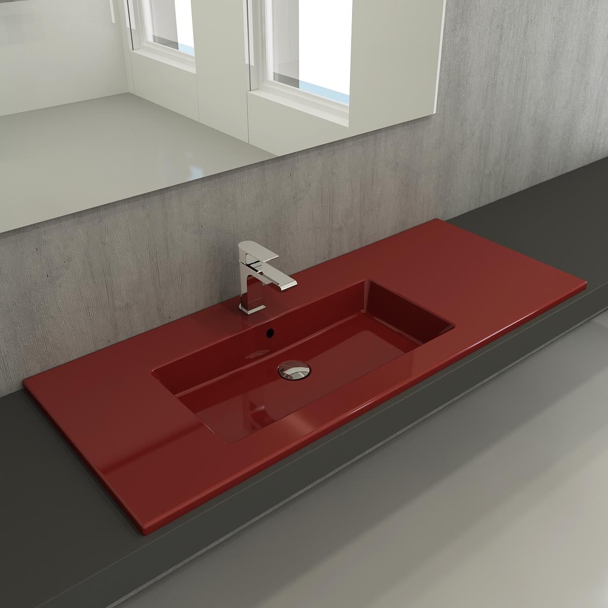 Bocchi Milano Etajerli Sağdan Lavabo 120 cm Parlak Kırmızı
